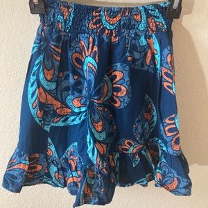 Arizona Jean Company girl blue floral skirt with elastic waistband. Sz S. Used